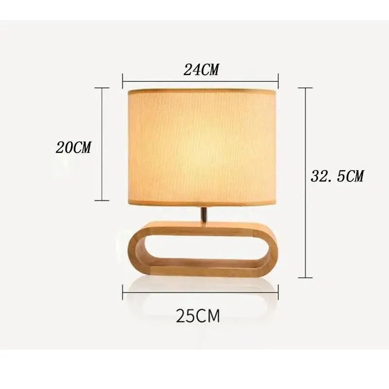 Lampe de chevet en bois abat-jour en tissu